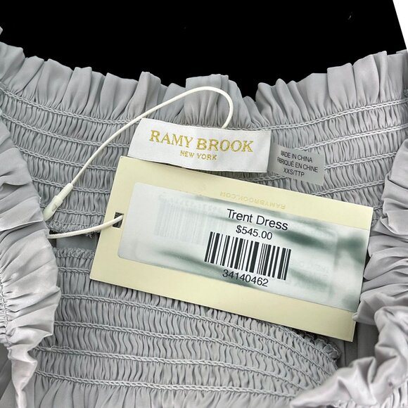 Ramy Brook Trent Mini Dress Gray Lace Smocked Womens XXS XX-Small New NWT - Picture 2 of 4